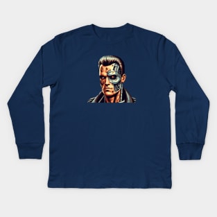 T 800 8Bit Portrait Kids Long Sleeve T-Shirt